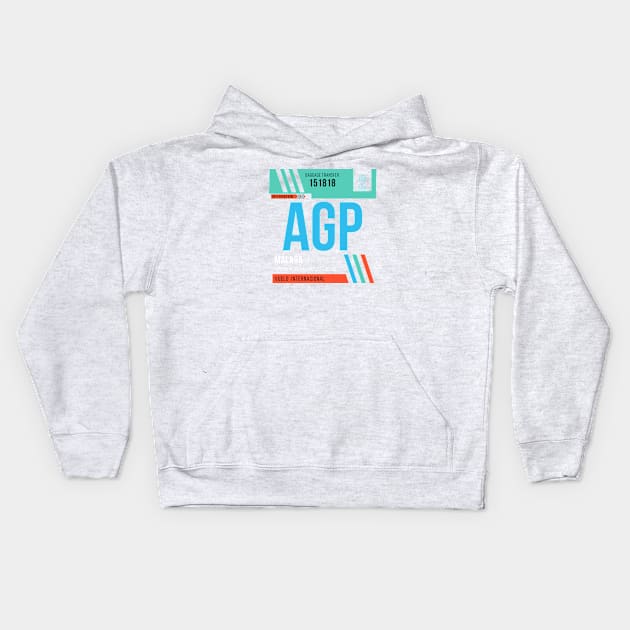 Malaga (AGP) Airport Code Baggage Tag Kids Hoodie by SLAG_Creative